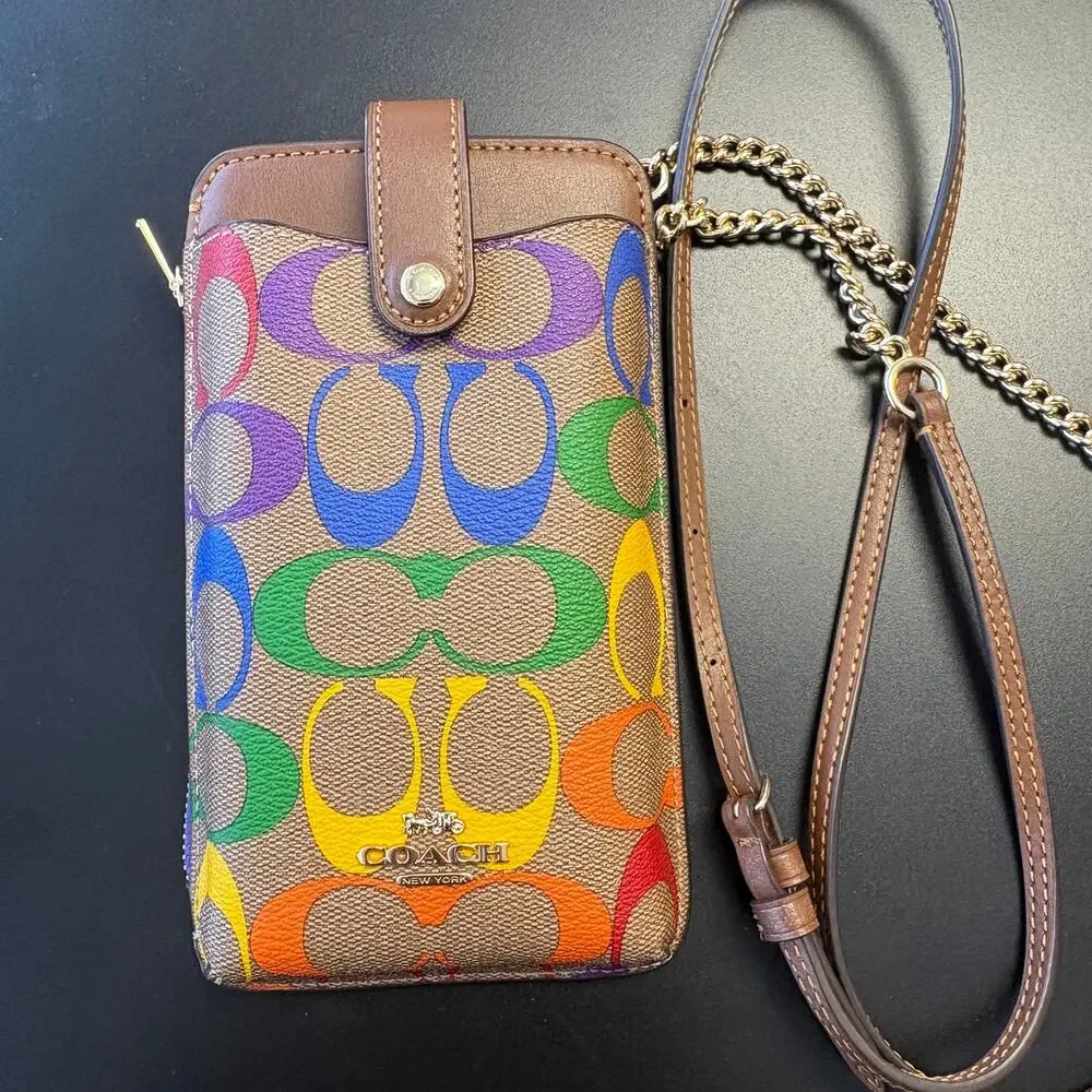 Coach Pride Phone Crossbody In Rainbow Signature Canvas C9943